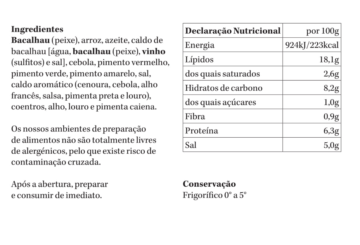 Arroz de Bacalhau | refrigerado | 1 pax
