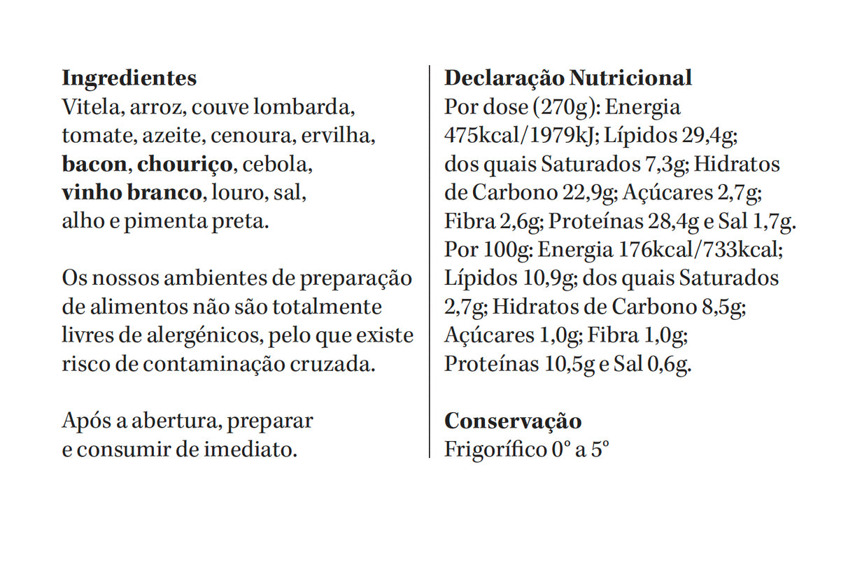 Arroz de Vitela | refrigerado | 1 pax