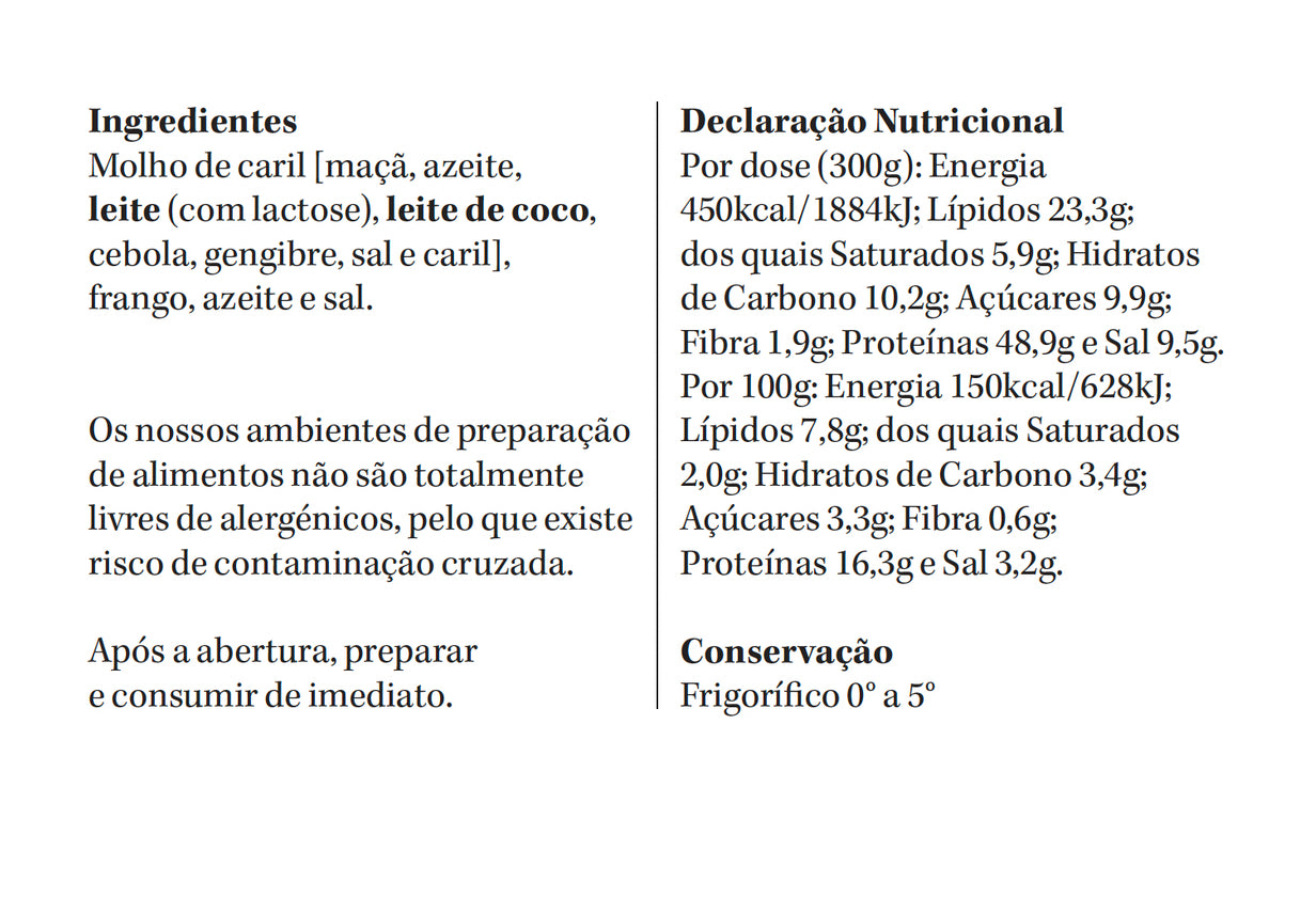 Caril de Frango | refrigerado | 1 pax