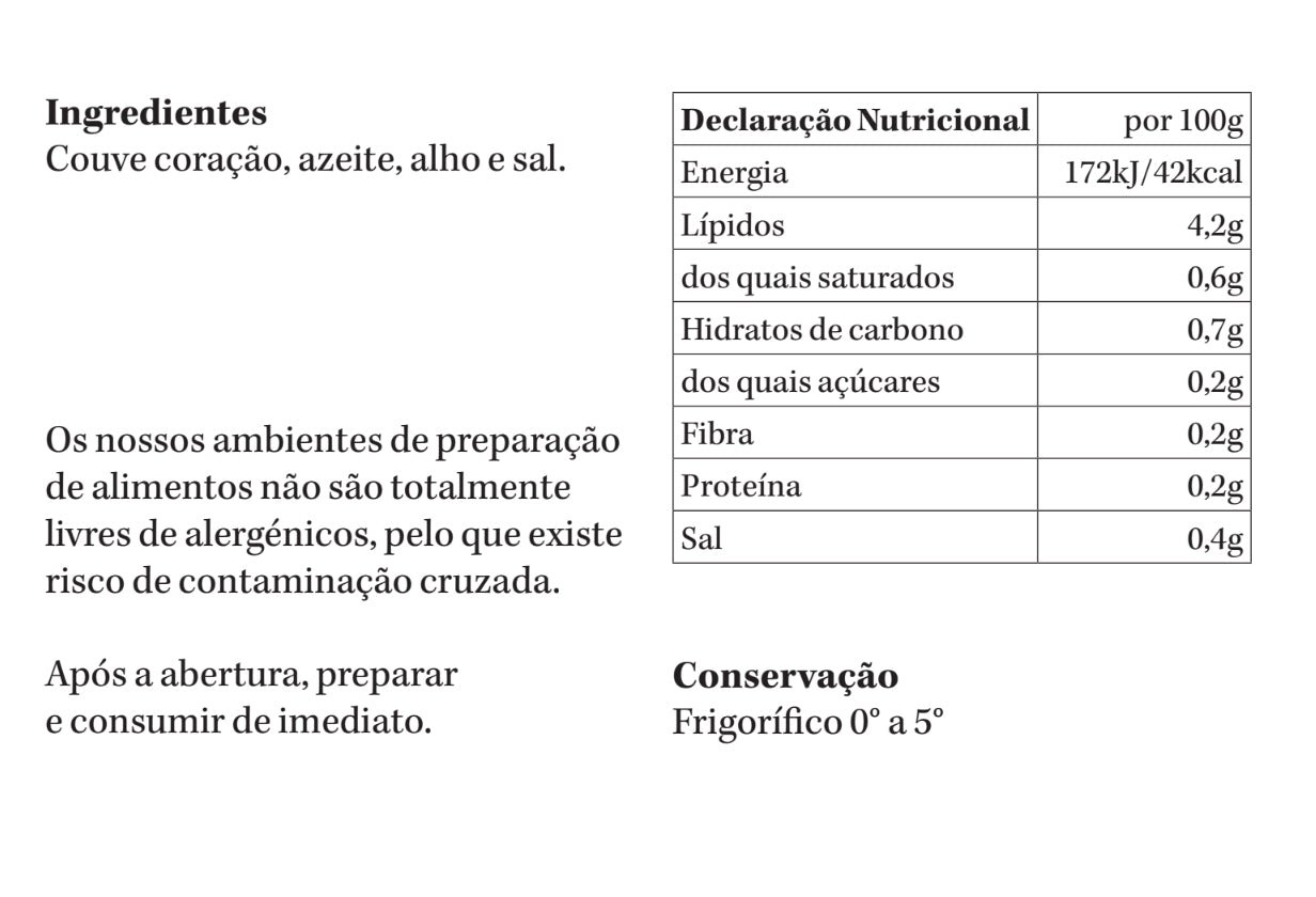 Couve Coração | refrigerado | 1-2 pax