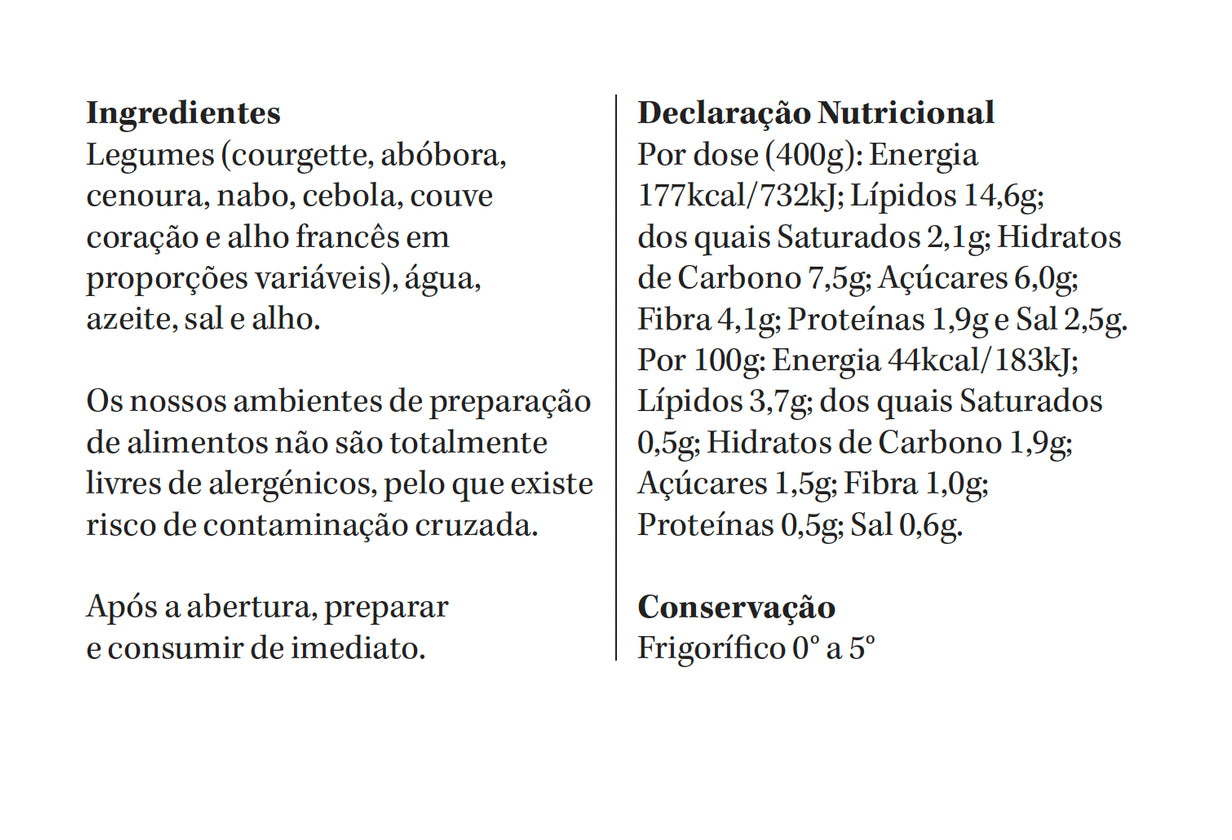 (vegan) Creme de Legumes | refrigerado | 1-2 pax