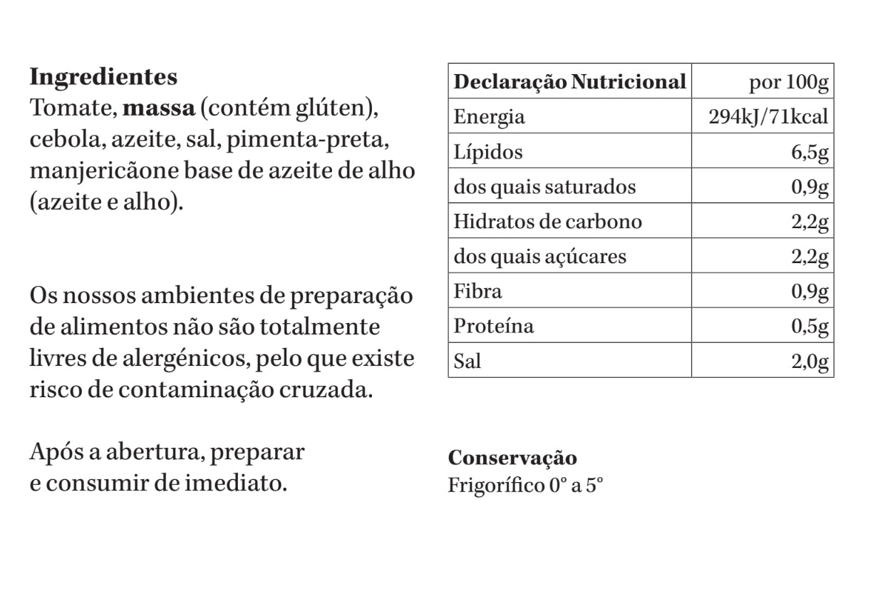 (vegan) Massa Tomate | refrigerado | 1 pax