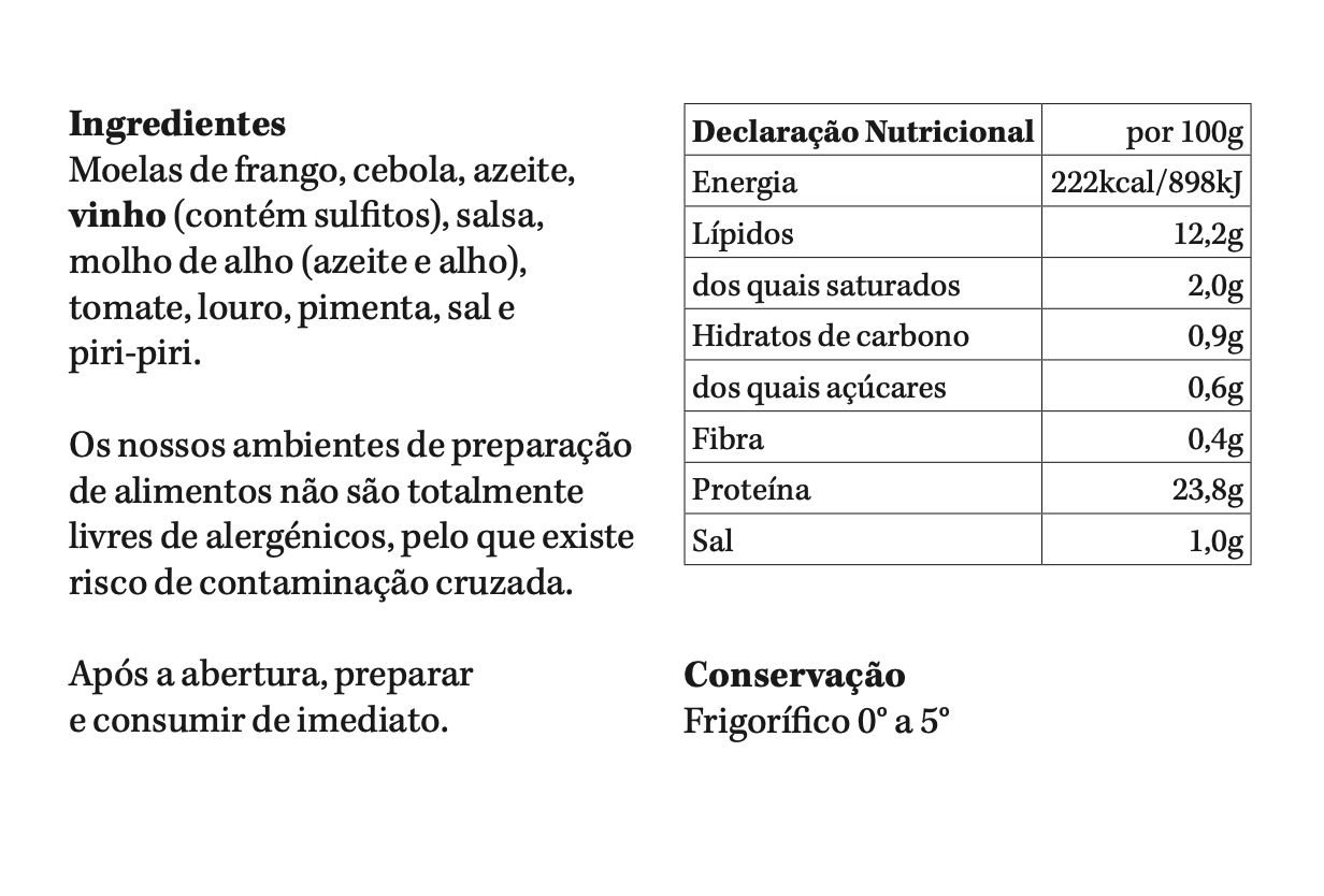 Moelinhas Picantes | refrigerado | 2 pax