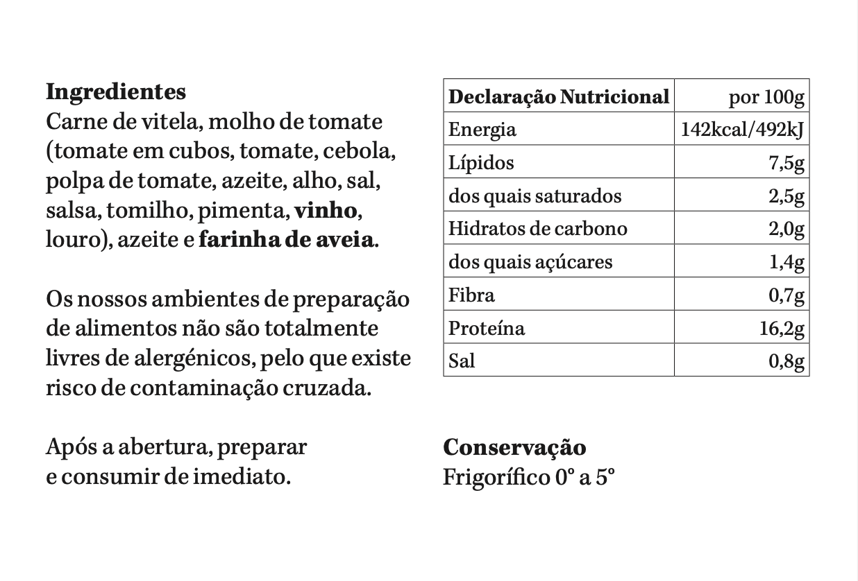 Almondegas de Vitela | refrigerado | 1 pax