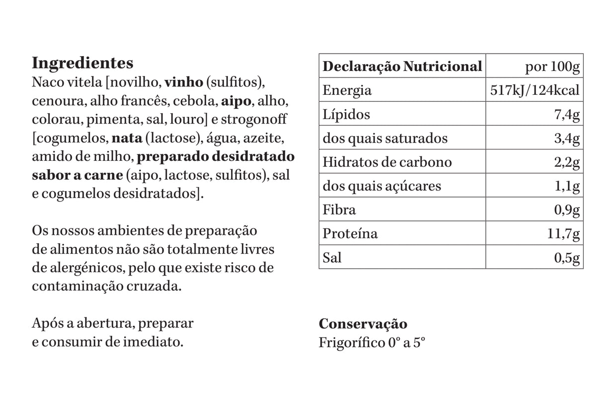 Vitela Strogonoff | refrigerado | 1 pax