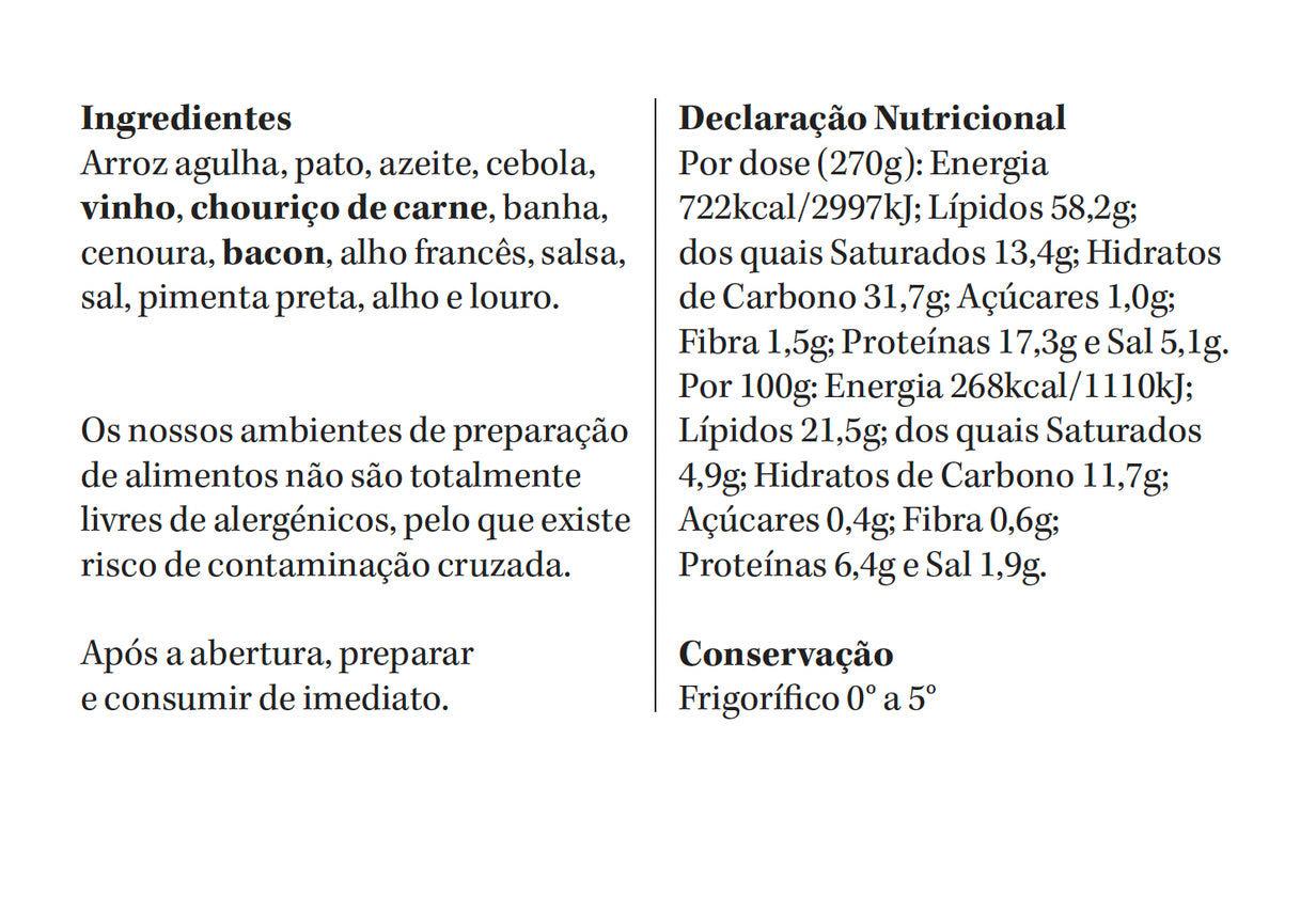 Arroz de Pato | refrigerado | 1 pax