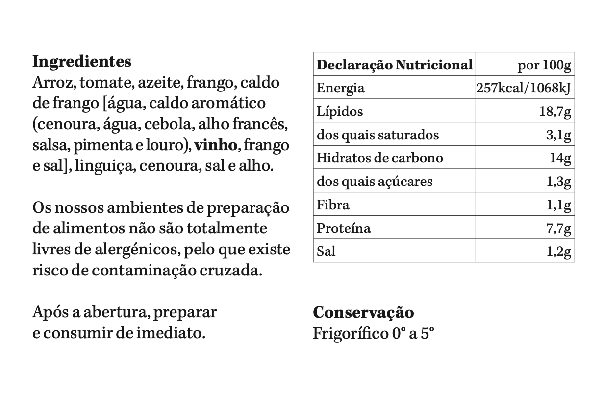 Arroz de Frango do Campo | refrigerado | 1 pax