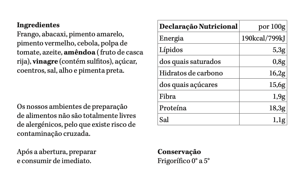 Frango Agridoce | refrigerado | 1 pax