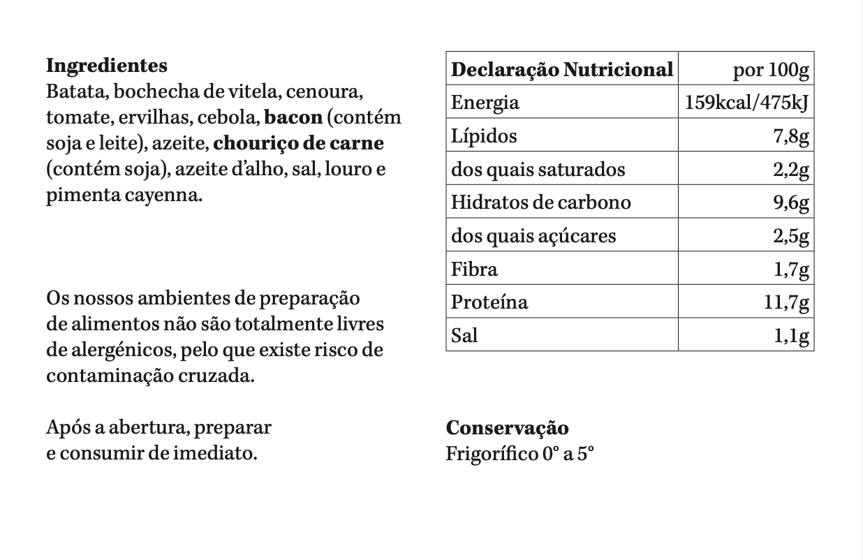 Jardineira | refrigerado | 1-2 pax